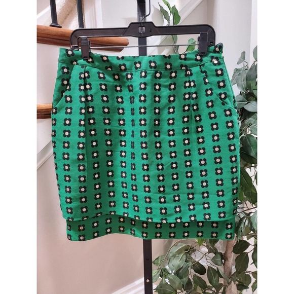 Anthropologie HD In Paris Green Mid Rise Skinny Pencil Mini Skirt Size 8 - Picture 1 of 16